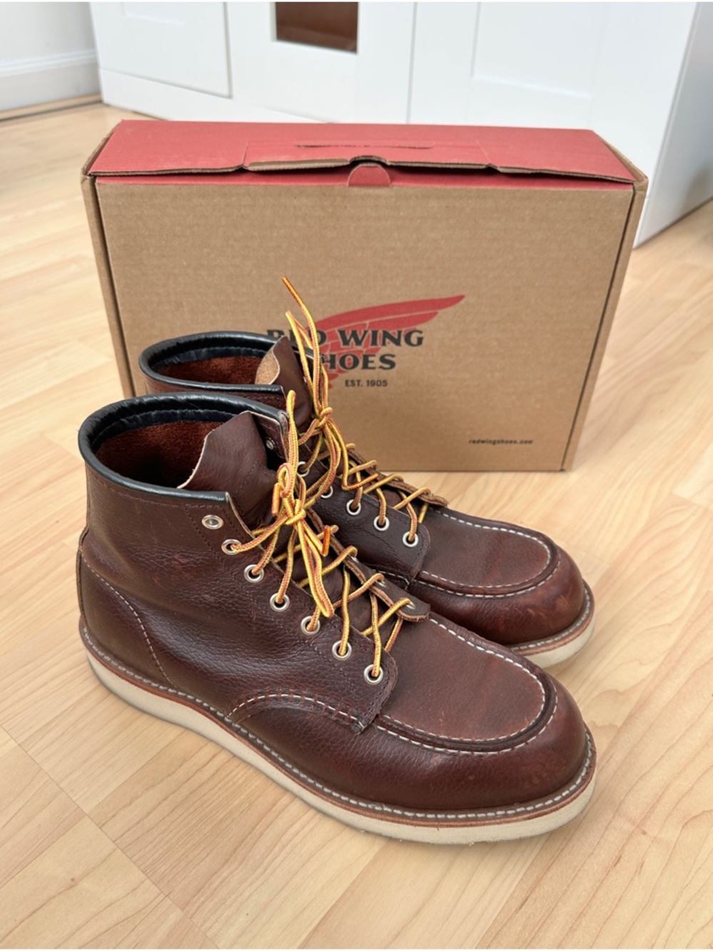 Heritage Red Wing Shoes Brown Leather Moc Toe Boots